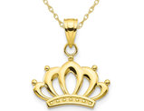 10K Yellow Gold Crown Charm Pendant Necklace with Chain